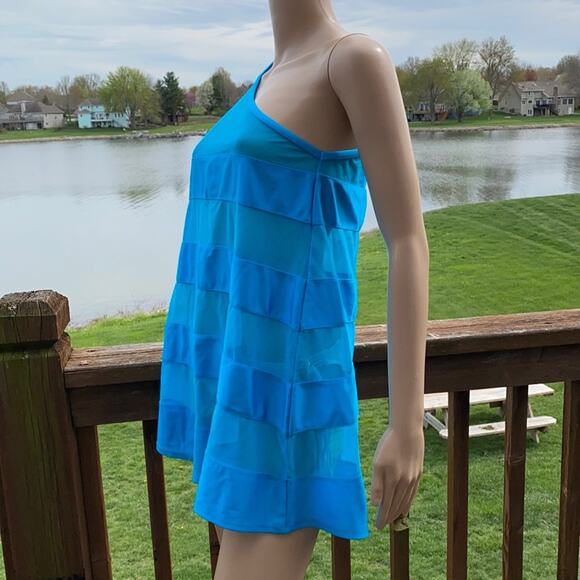 New Tavik Women Blue One Shoulder Mesh Mini Dress Swimwear Cover Up S - Picture 3 of 4